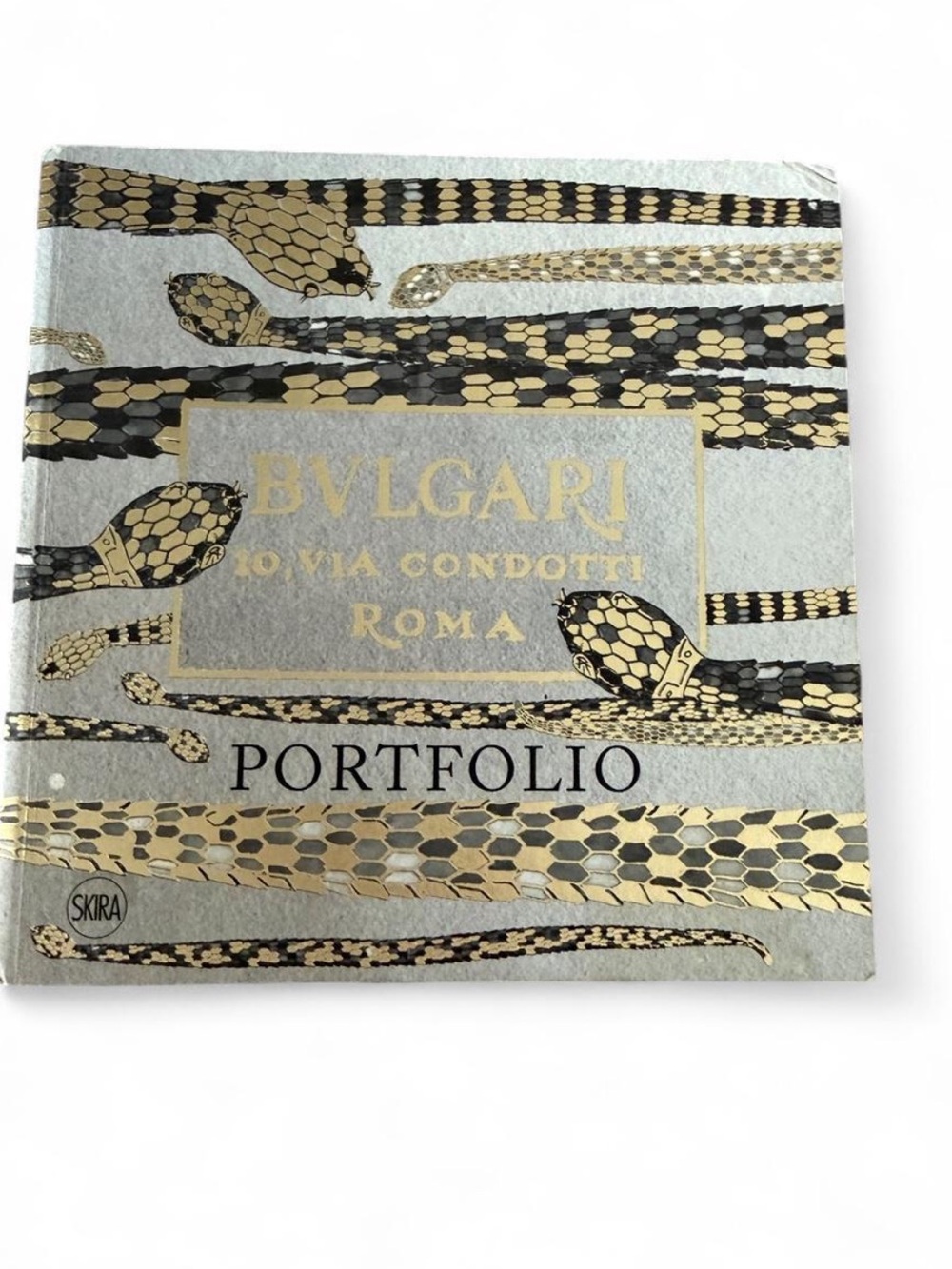 Bulgari Silver, Gold & Black Snake-Pattern Portfolio